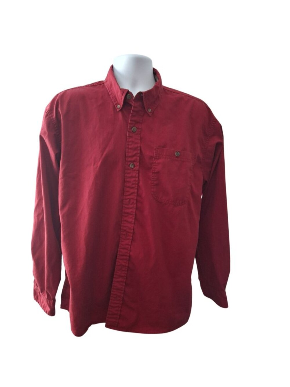 RedHead Mens L Red Cotton Button Down Shirt Long Sleeve Outdoor Workwear Gorpcor